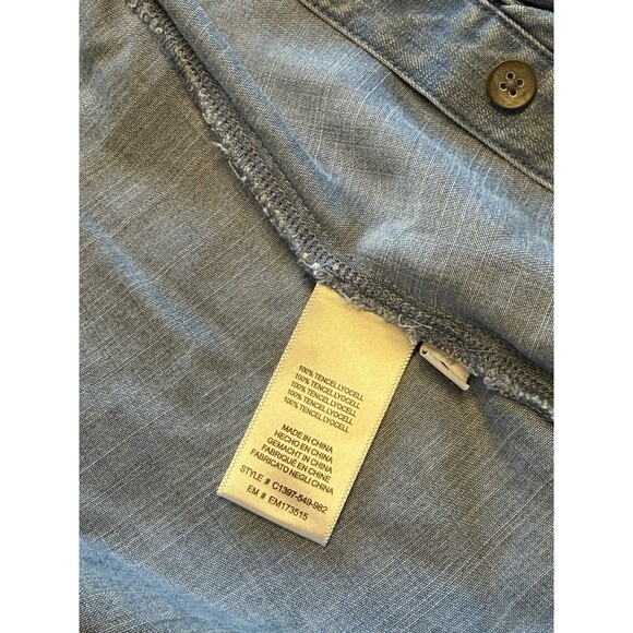 Cloth & Stone Anthropologie Shirred Buttondown Shirt Sz S Blue Boho Chic Chambra - Picture 5 of 6